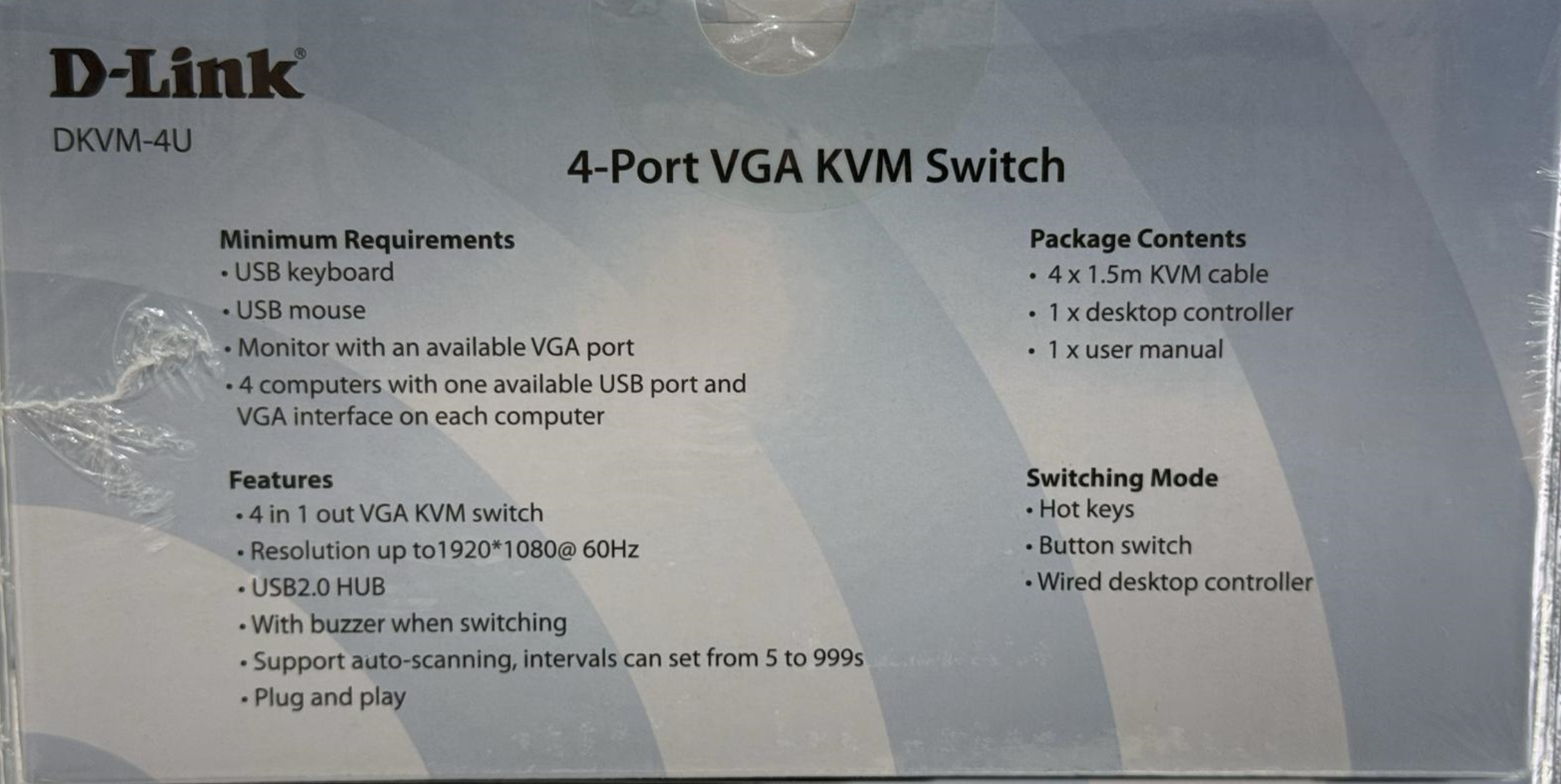 D-Link 4-Port USB KVM Switch DKVM-4U D-Link 4-Port USB KVM Switch DKVM-4U